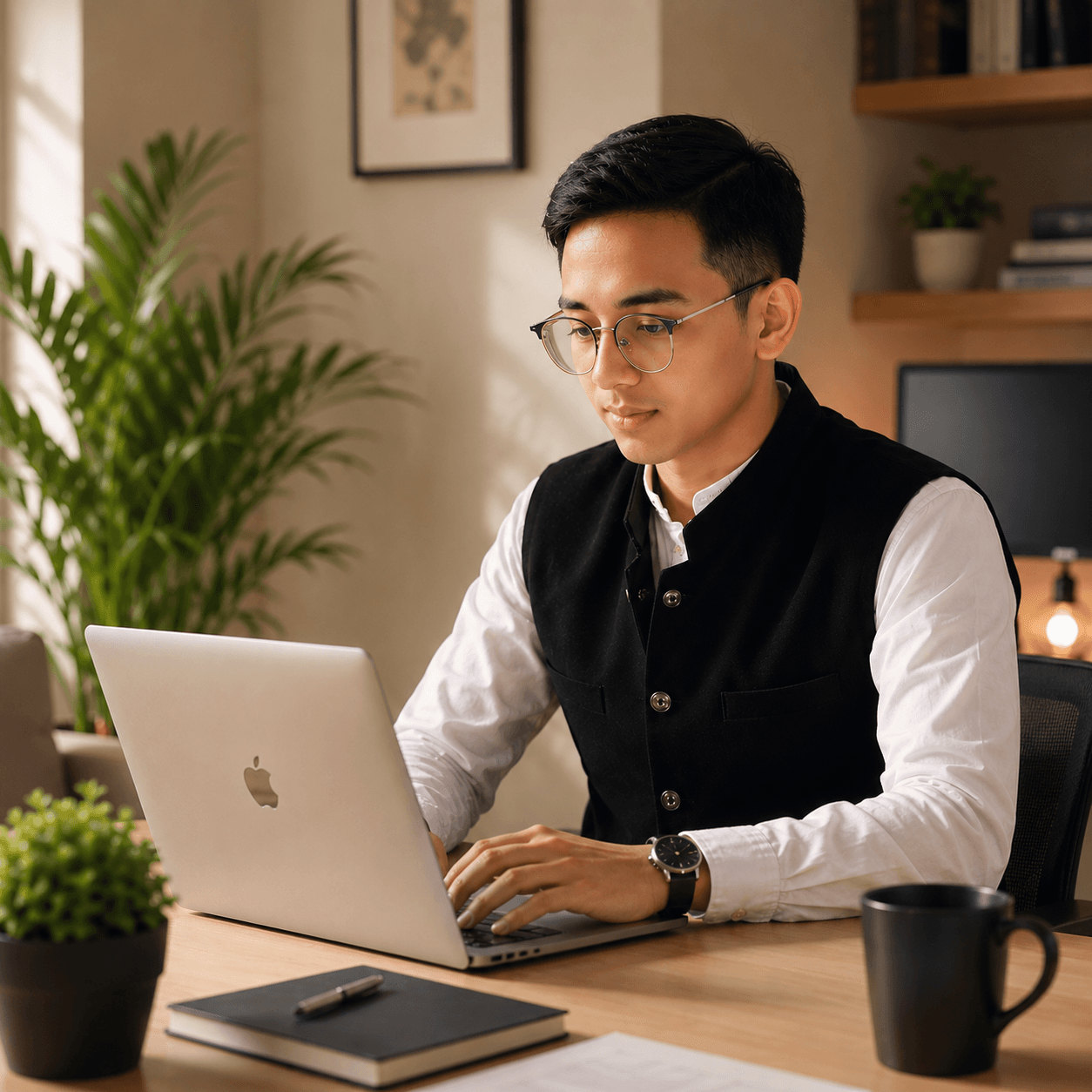 Ahmad Nadeem at his workspace